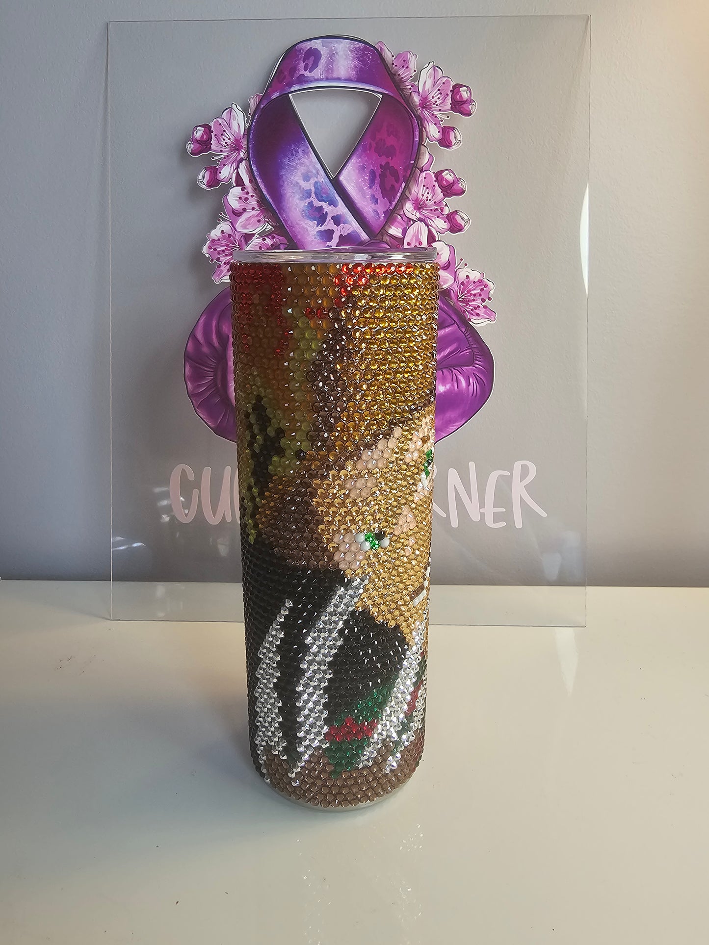 Freddy Krueger Rhinestone 20 oz Tumbler - Handmade Horror-Themed Bling Cup