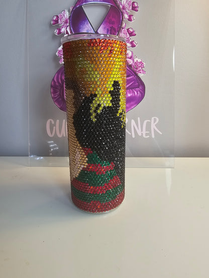 Freddy Krueger Rhinestone 20 oz Tumbler - Handmade Horror-Themed Bling Cup