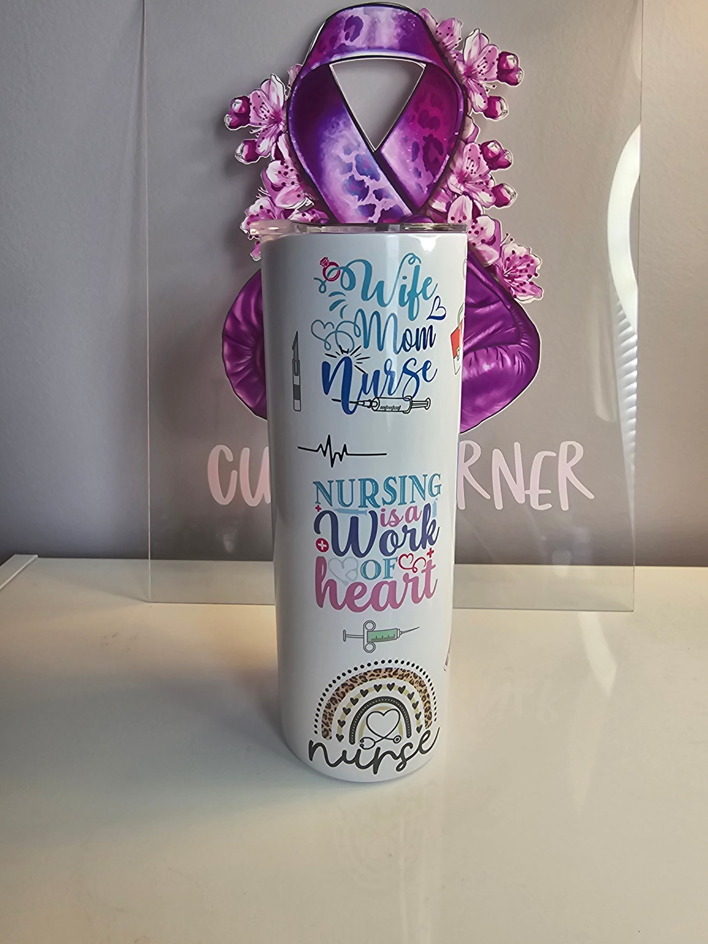💖 20oz Nurse Appreciation Tumbler – “Wife. Mom. Nurse.” | Inspirational Stainless Steel Cup