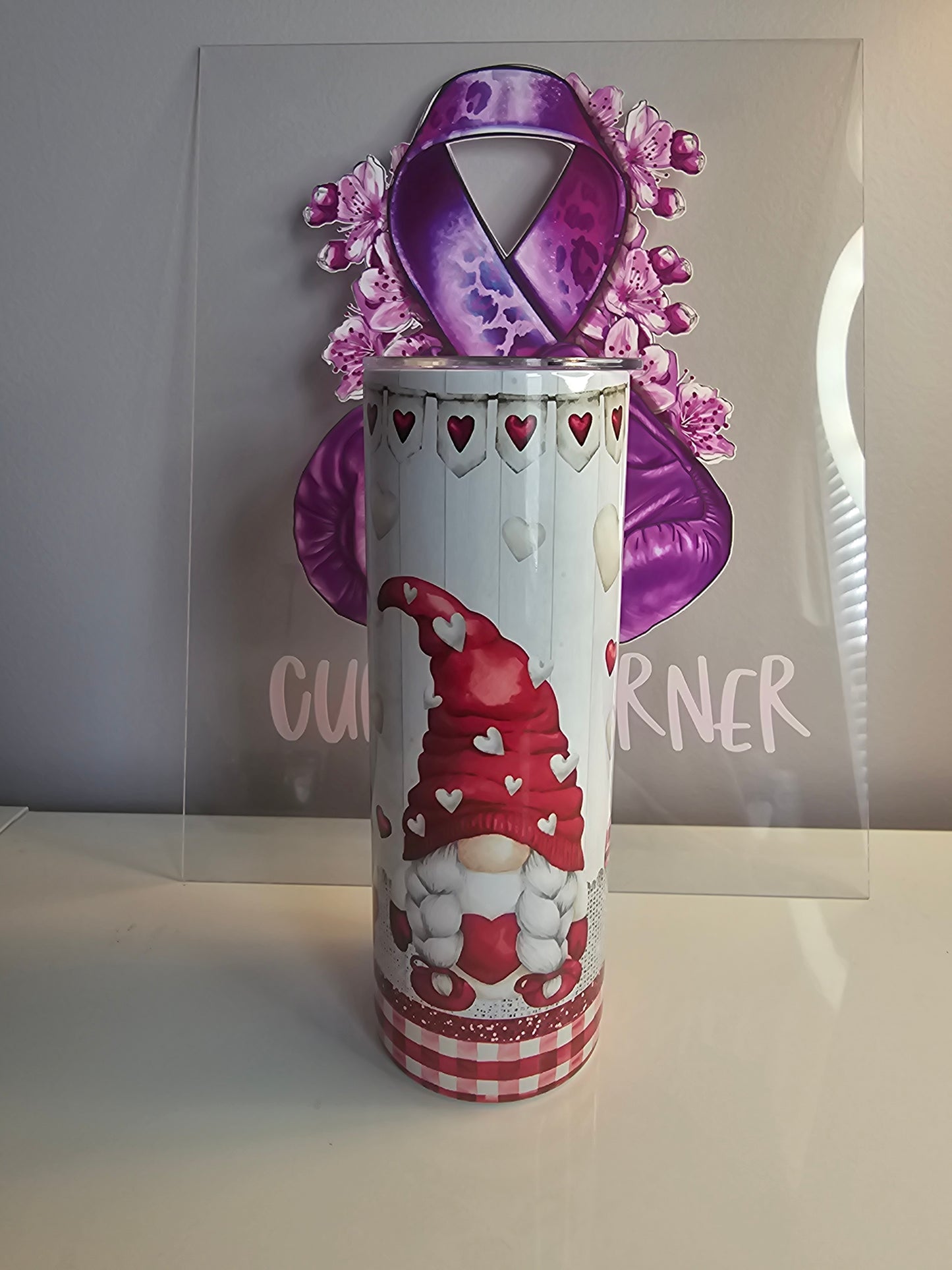 ❤️ 20oz Valentine's Gnome Tumbler – Stainless Steel Skinny Tumbler
